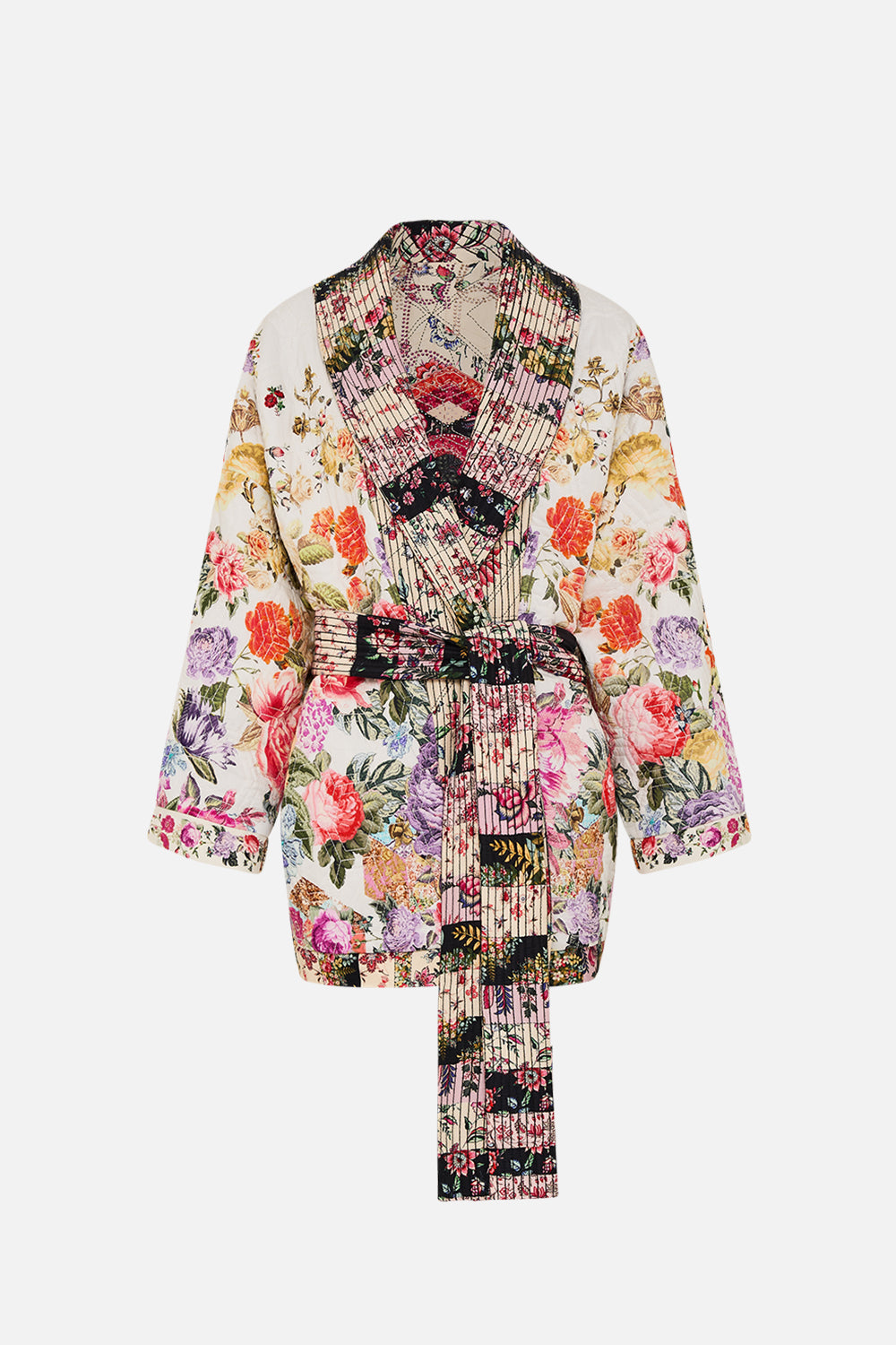 CAMILLA Floral Reversible Quilted Coat in Patchwork Poetry