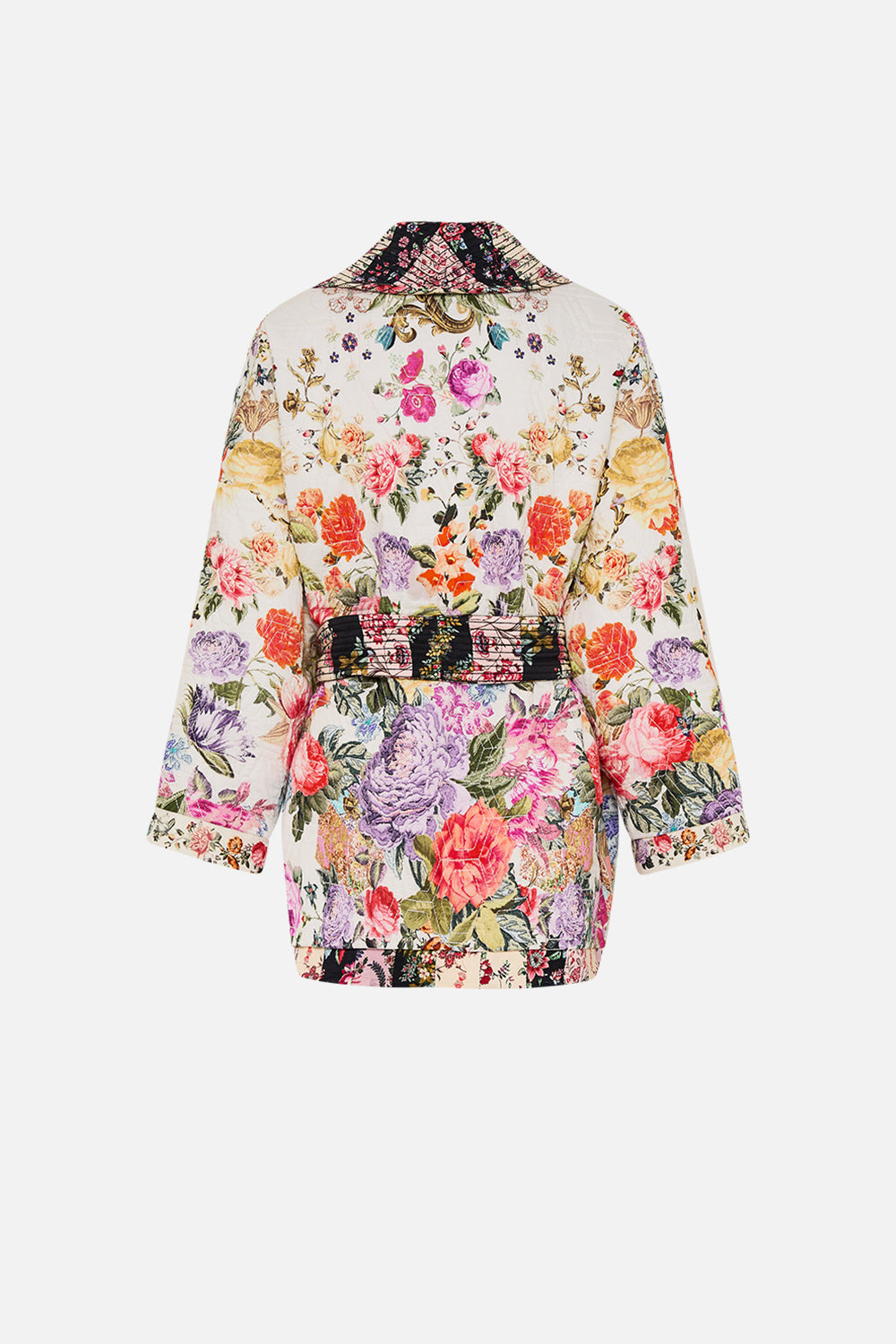 CAMILLA Floral Reversible Quilted Coat in Patchwork Poetry