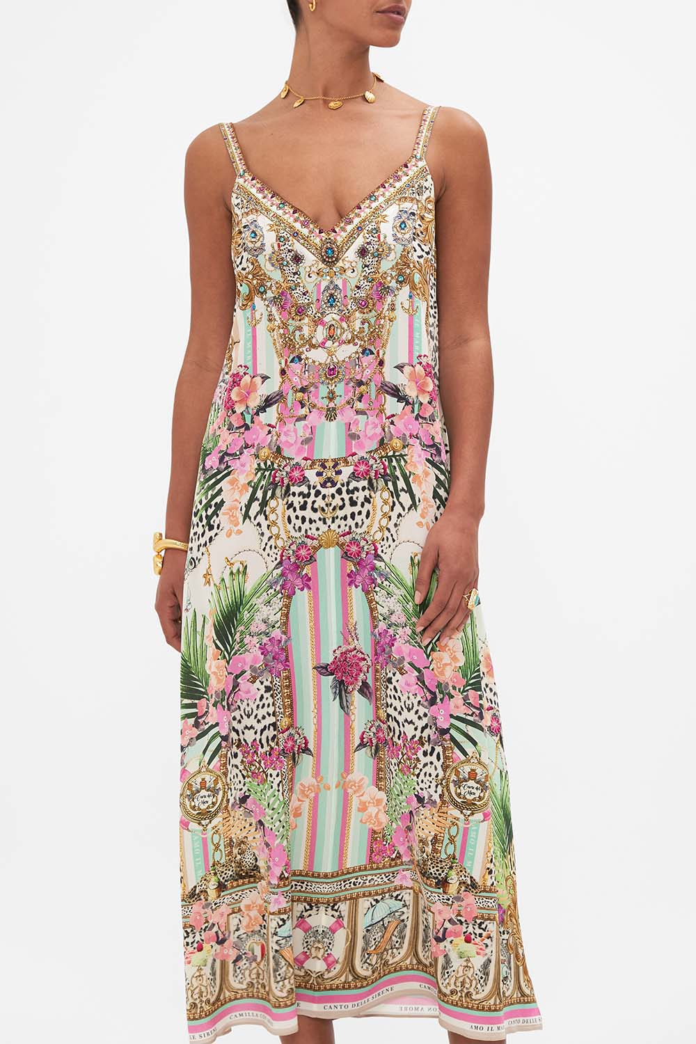 V NECK MIDI SLIP DRESS DEAR AMORE MIO