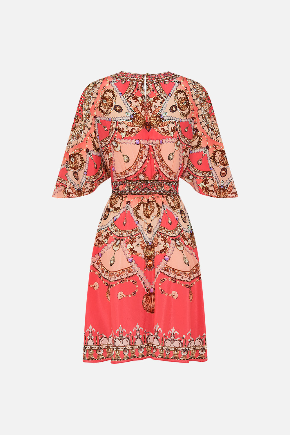 CAMILLA Pink Short Waisted Dress in Shell Games print