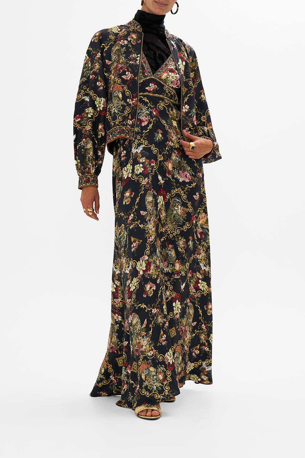 CAMILLA Black Blouson Sleeve Bomber in Told in the Tapestry