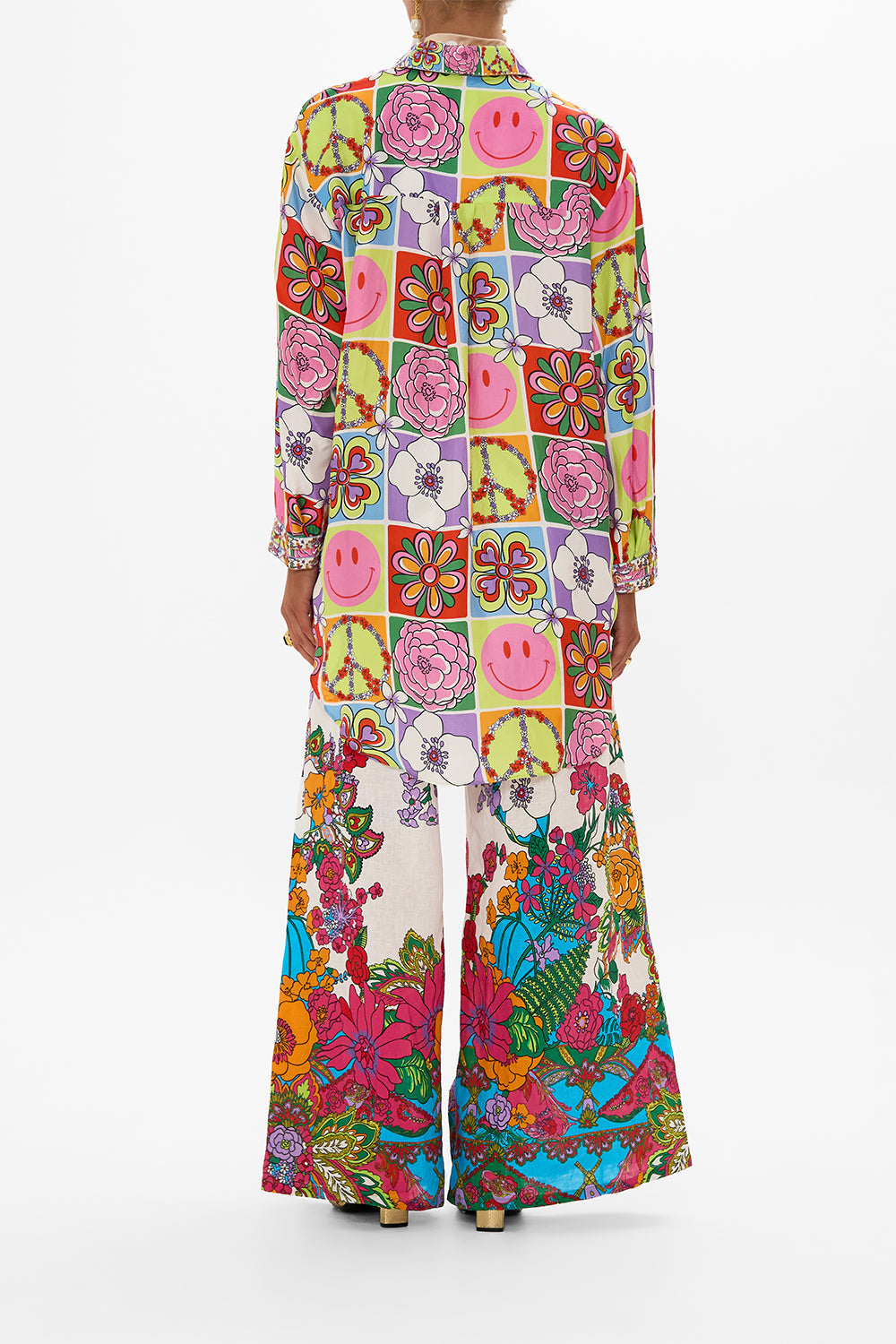 CAMILLA floral Shirt Tunic with Pockets in Cosmic Prairie