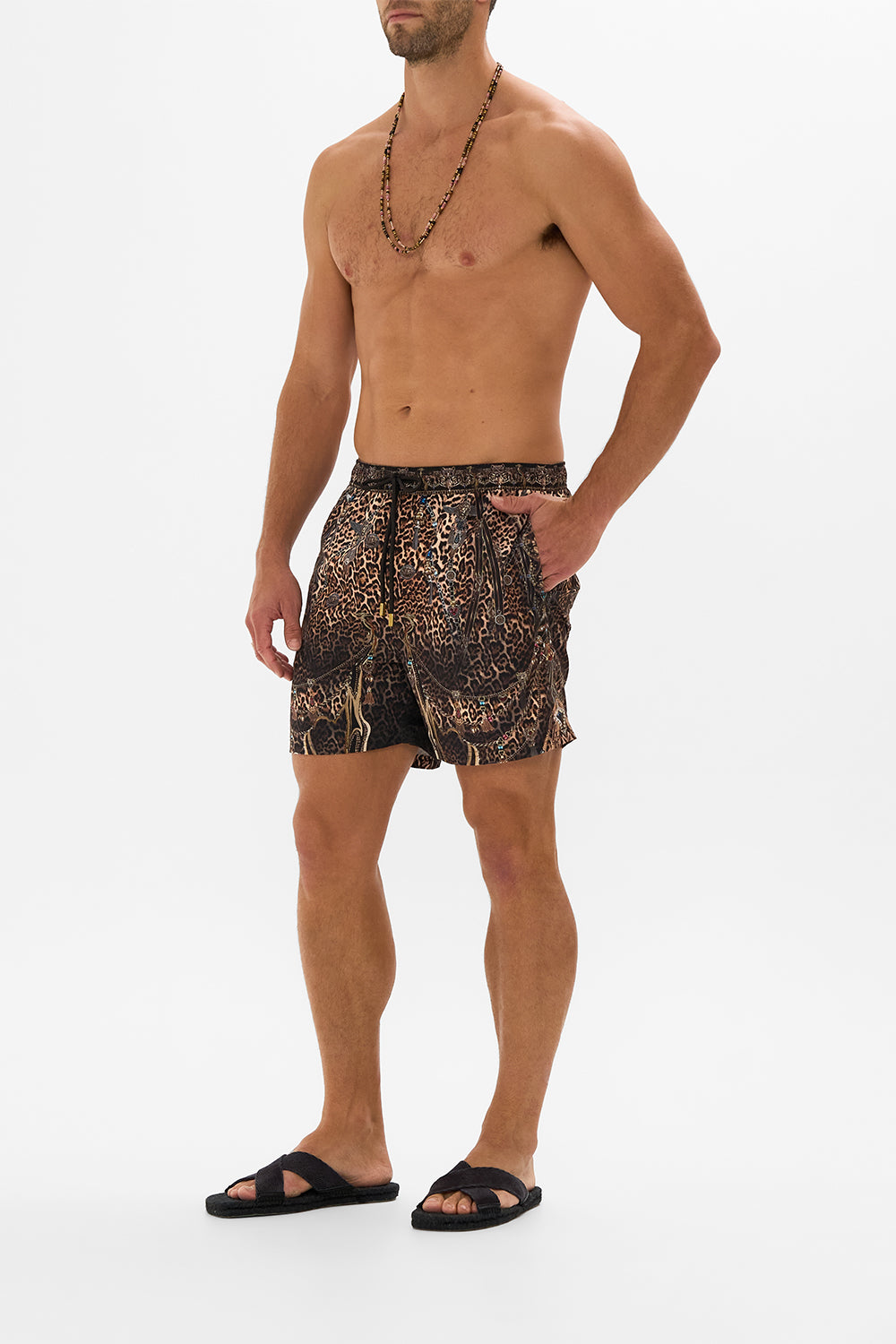 CAMILLA Leopard Mid Length Boardshort in Amsterglam print