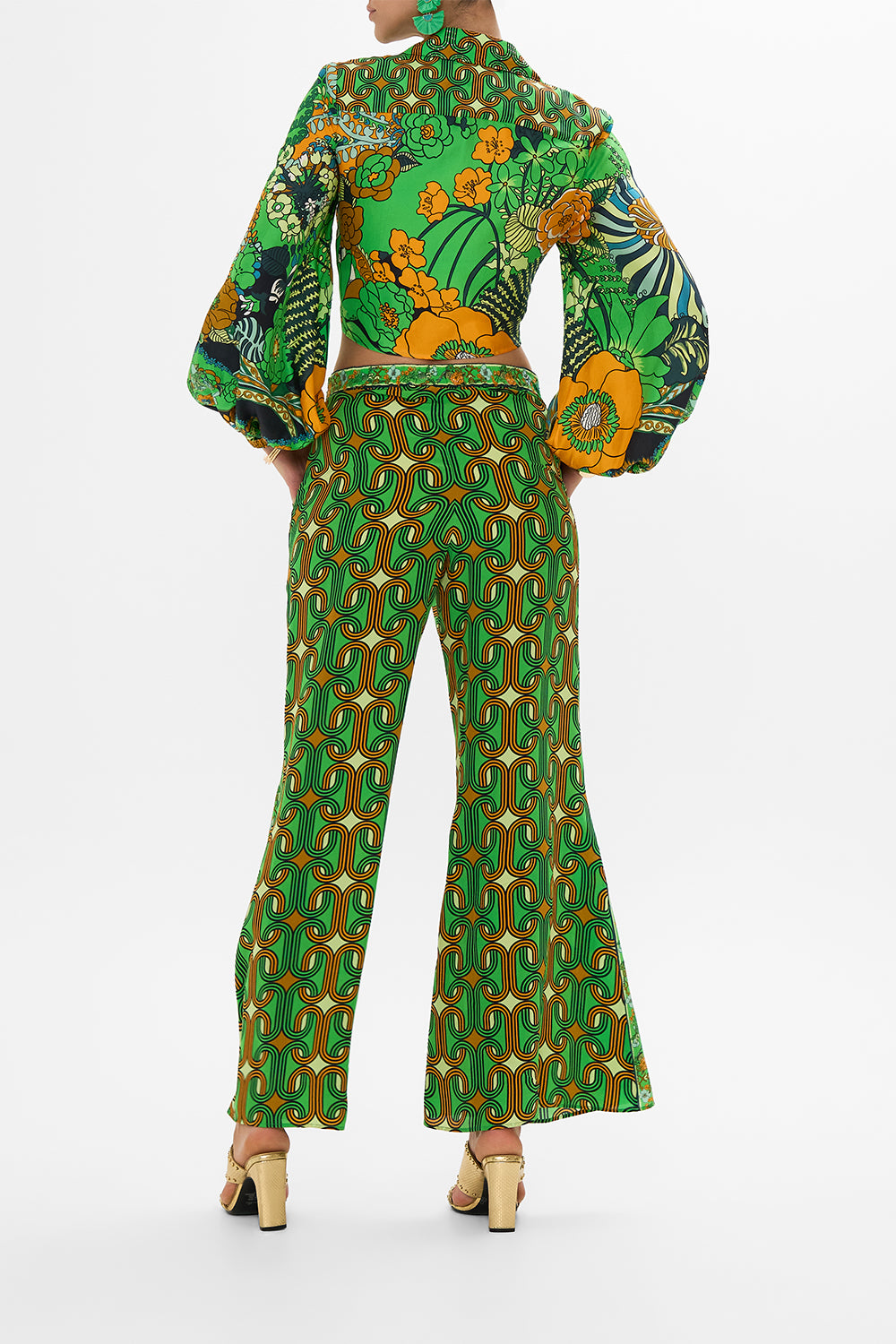 CAMILLA Green Cropped Wrap Shirt in Good Vibes Generation