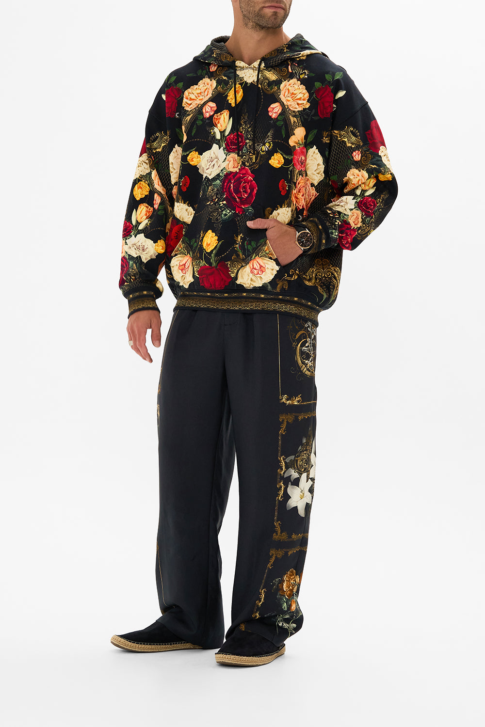 CAMILLA black oversized relaxed fit hoodie in Magic in the Manuscripts