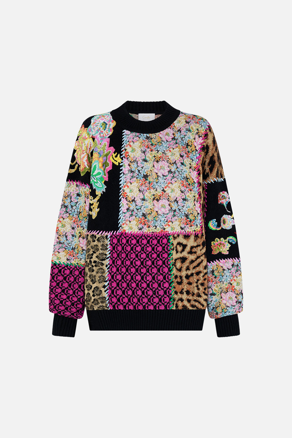 Product view of CAMILLA printed jumper in Sundowners in Sicily print