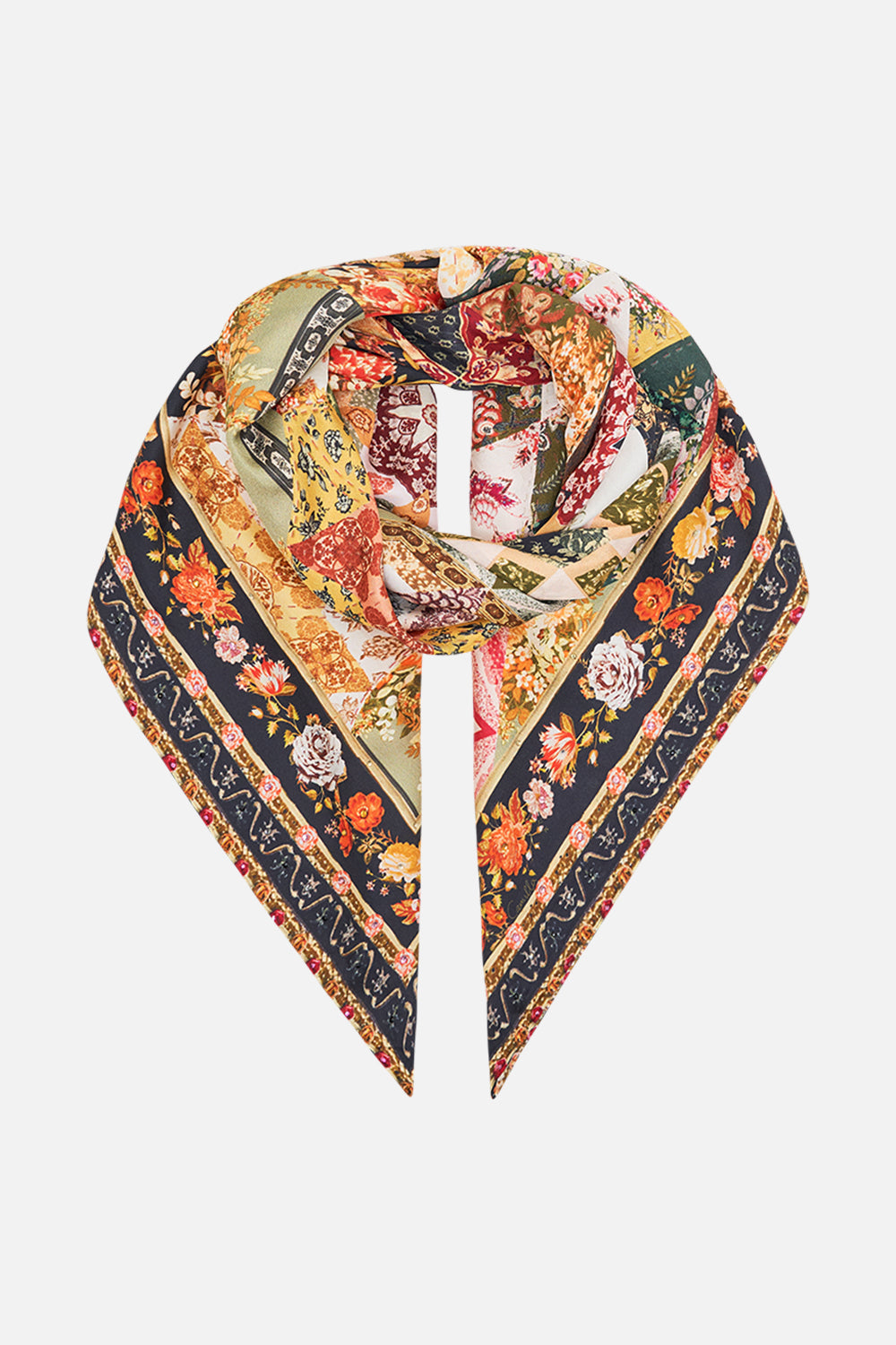 CAMILLA Floral Crystalled Hair Clasp in Blossoms and Brushstrokes print