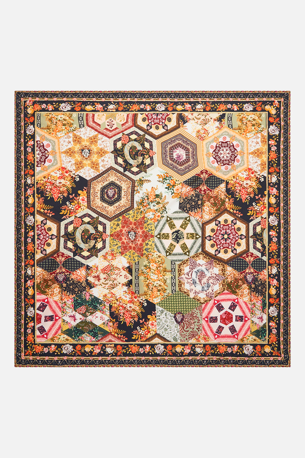 CAMILLA Floral Crystalled Hair Clasp in Blossoms and Brushstrokes print