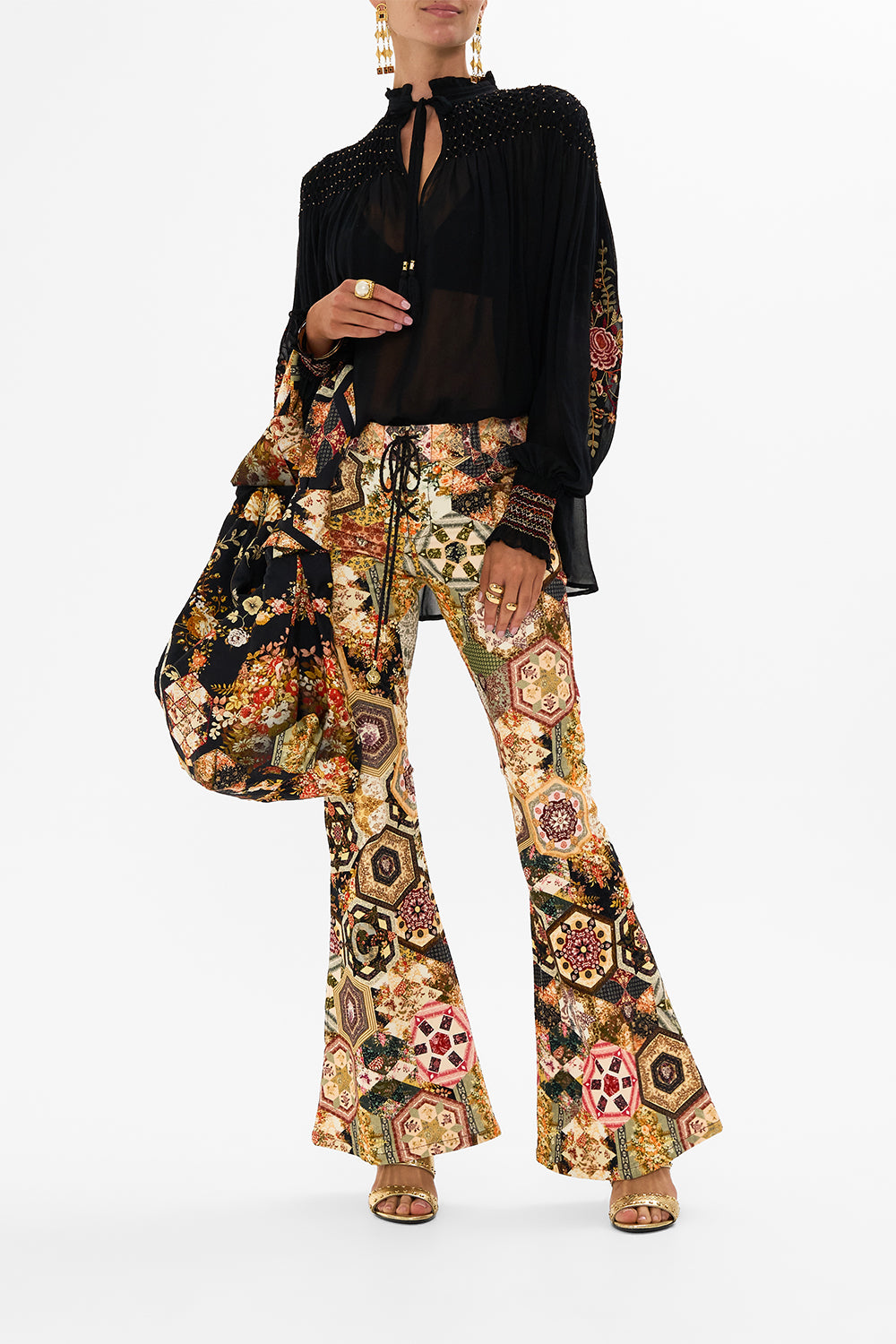 CAMILLA floral slouch shoulder bag in Stitched in Time