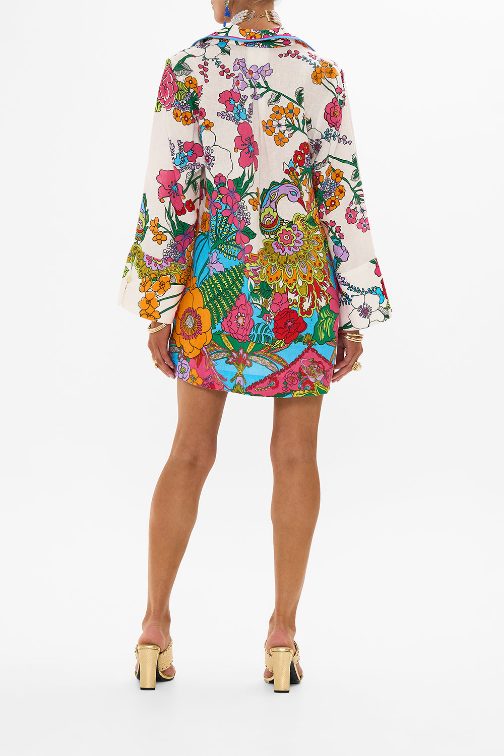 CAMILLA retro floral tunic dress in Cosmic Prairie print.