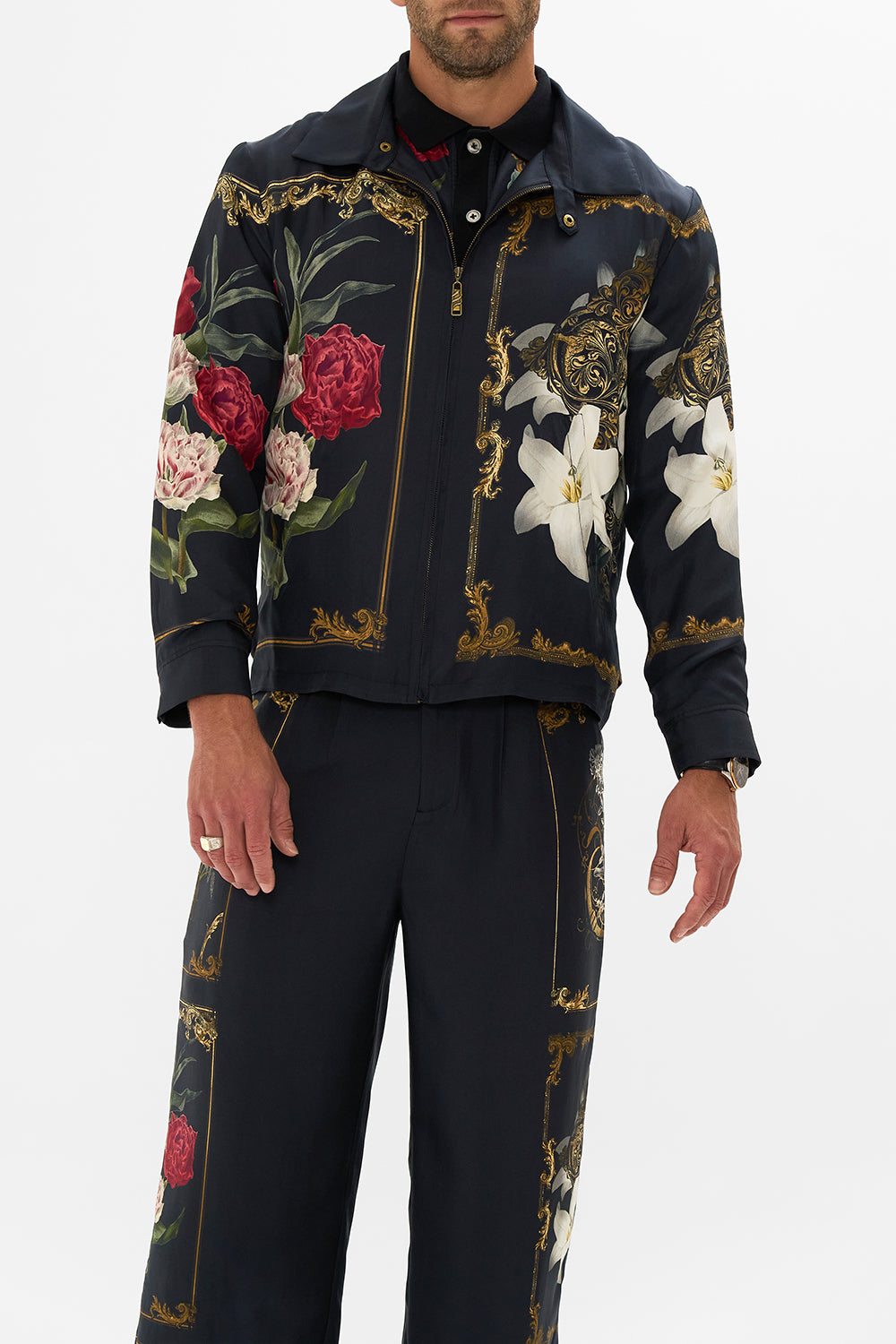 CAMILLA floral cropped zip through jacket in Magic in the Manuscripts