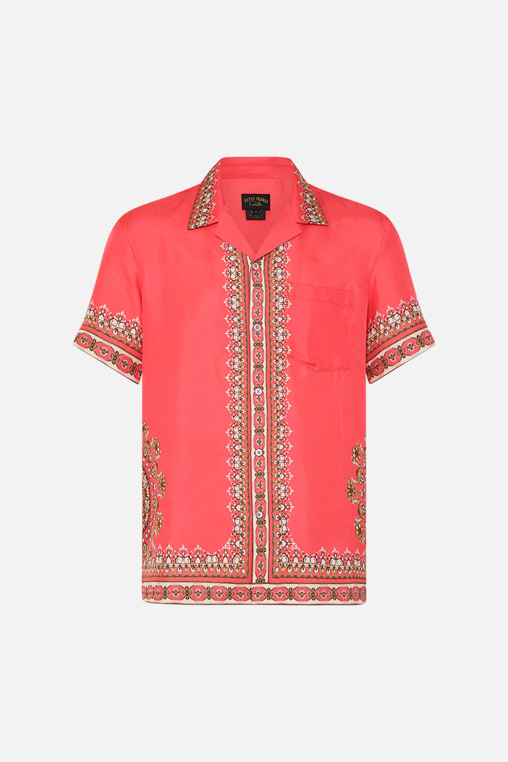 CAMILLA pink short sleeve camp collared shirt in Shell Games