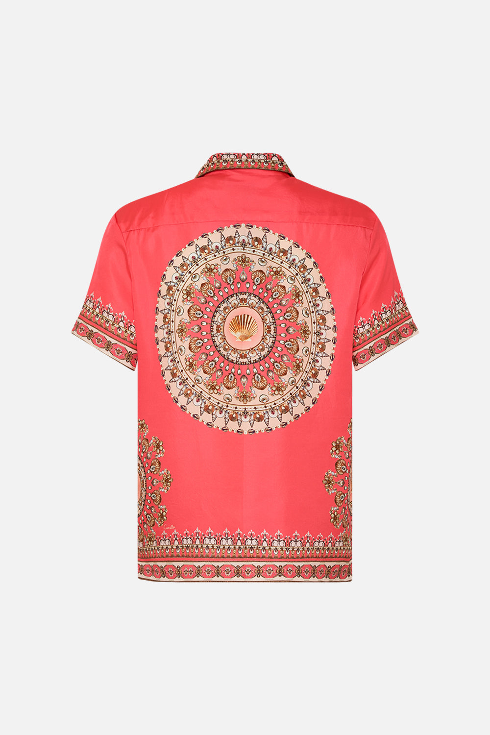 CAMILLA pink short sleeve camp collared shirt in Shell Games