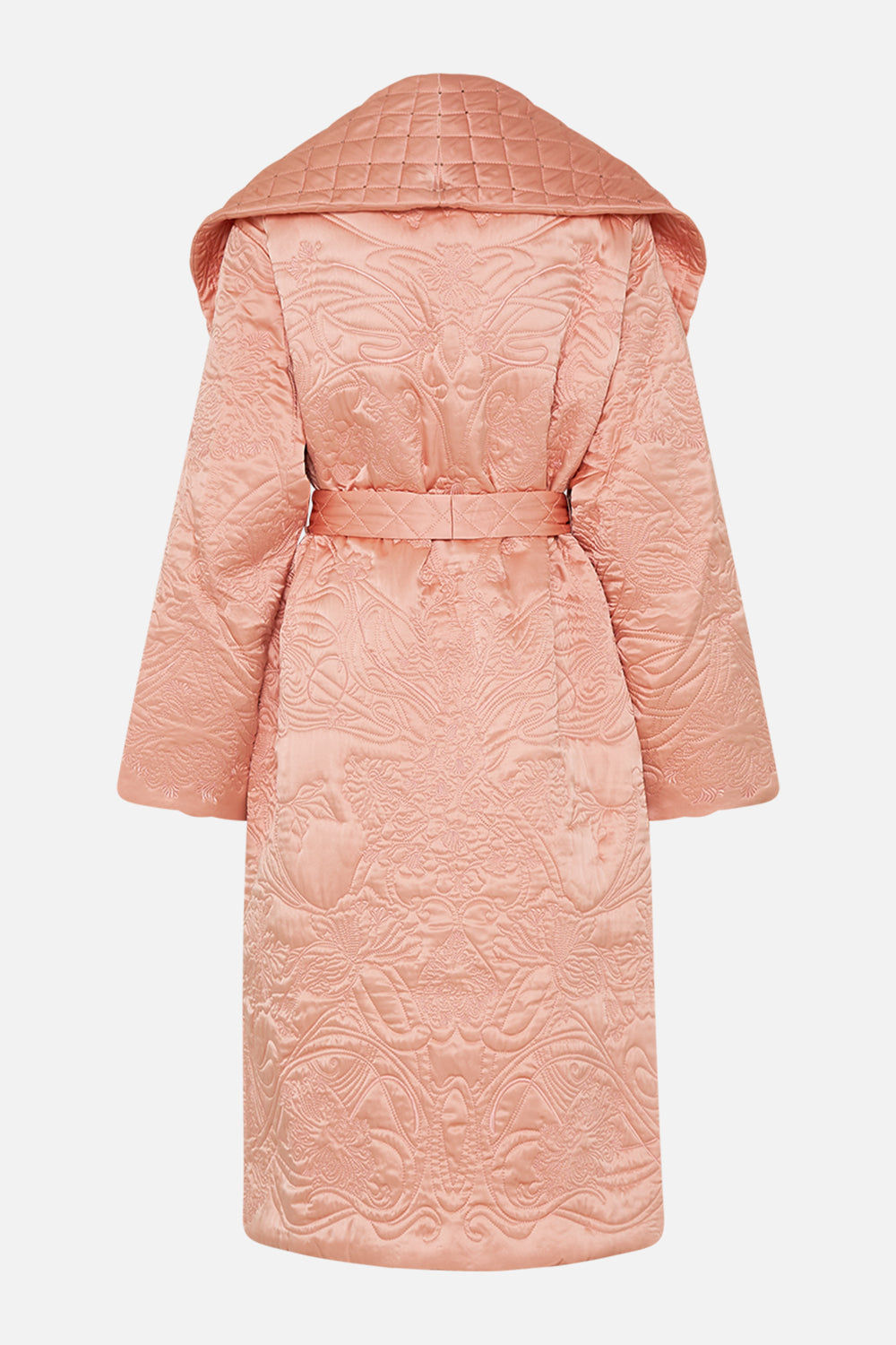 CAMILLA Floral Quilted Long Wrap Coat in Blossoms and Brushstrokes