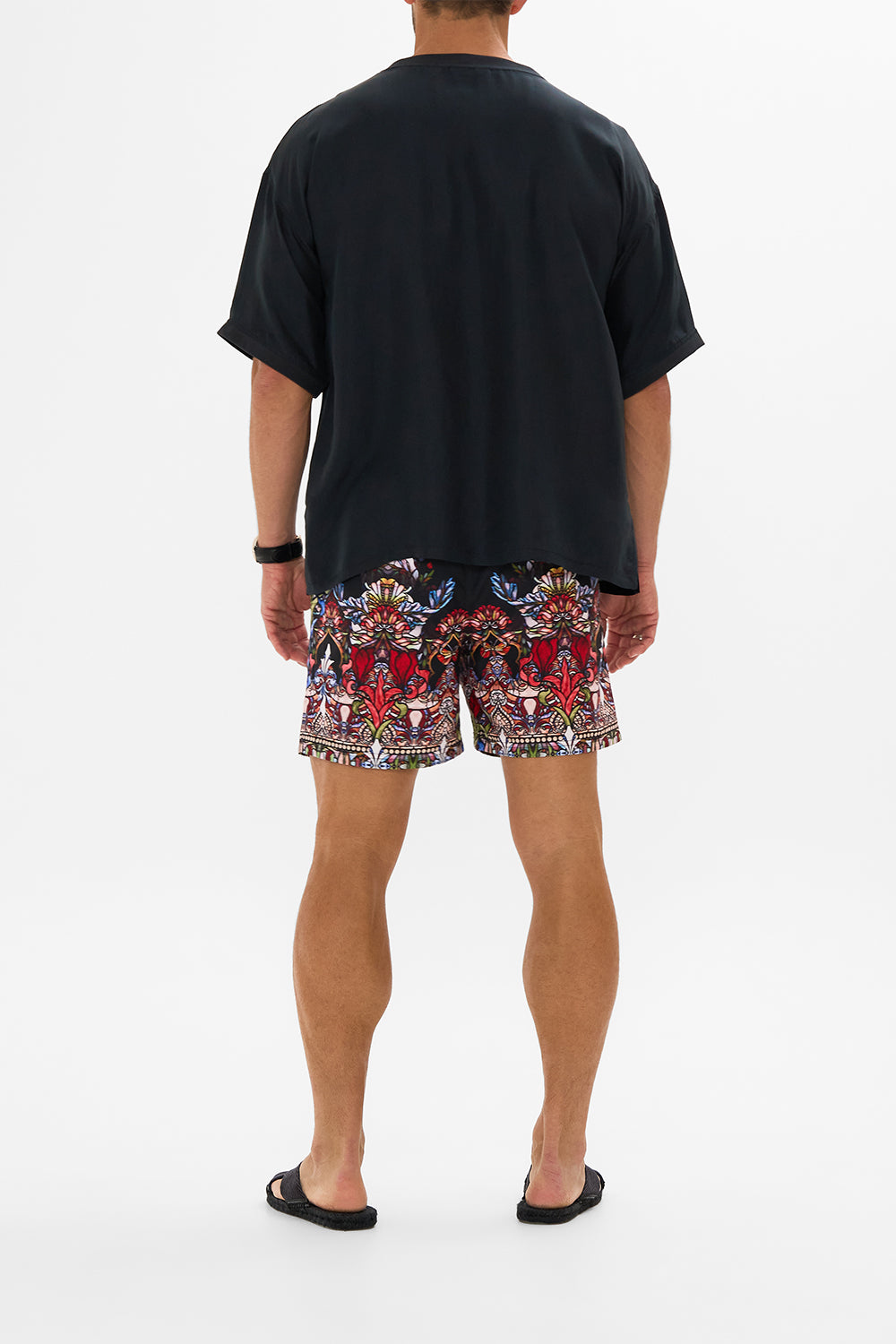 Hotel Franks by CAMILLA black men's woven t-shirt in Leadlight Legends