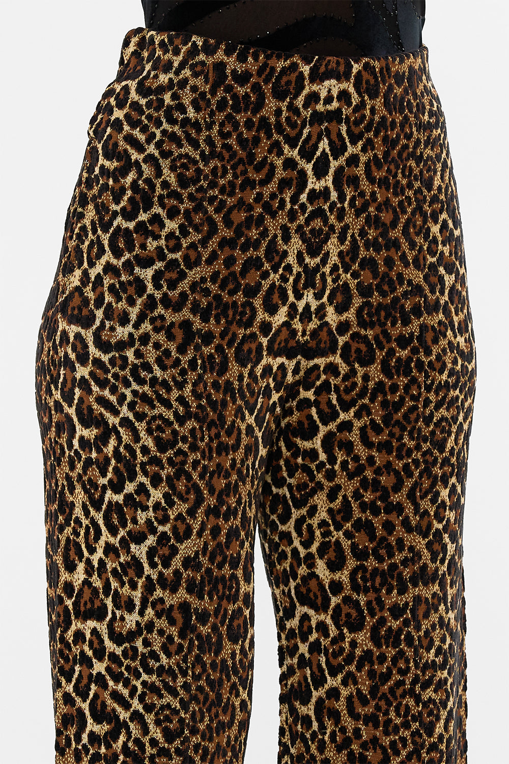 CAMILLA leopard jacquard straight leg knit pant in Amsterglam print.