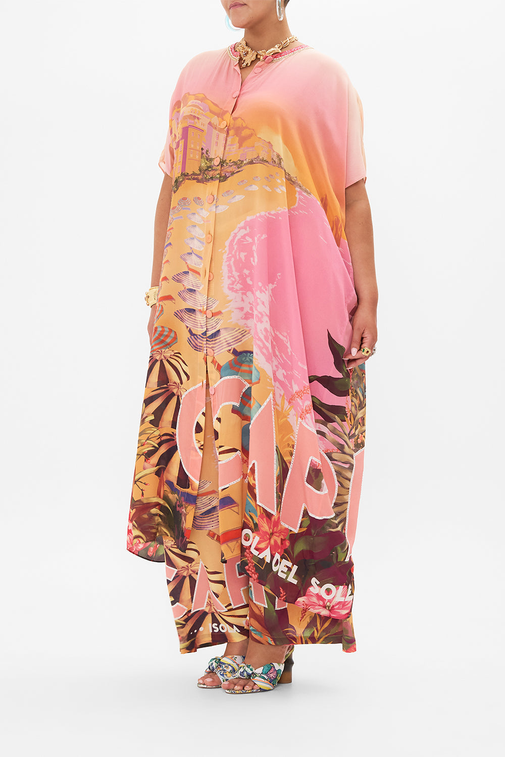 BUTTON THROUGH BATWING KAFTAN CAPRI ME