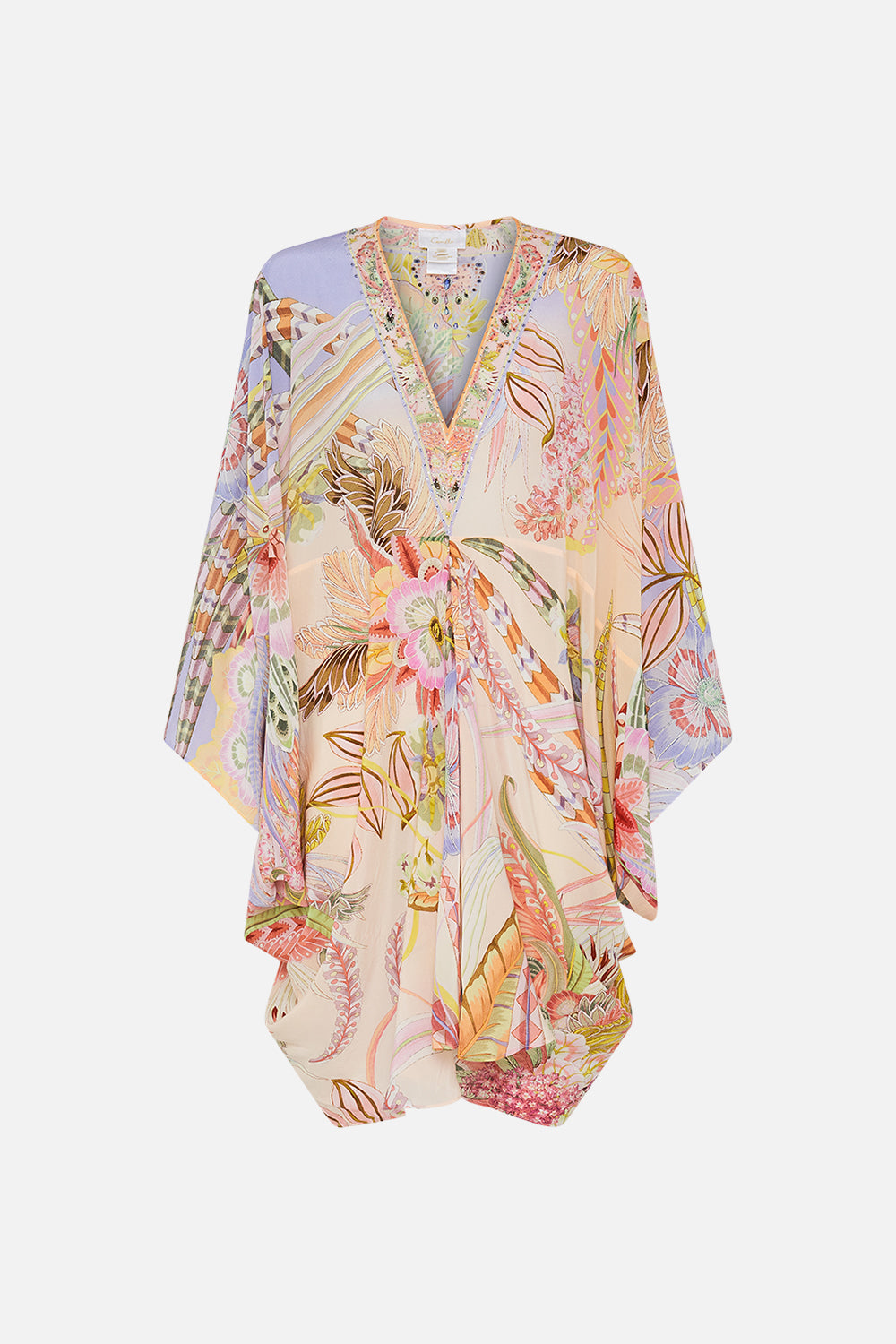 Product view of CAMILLA silk kaftan in Cosmic Tuscan print