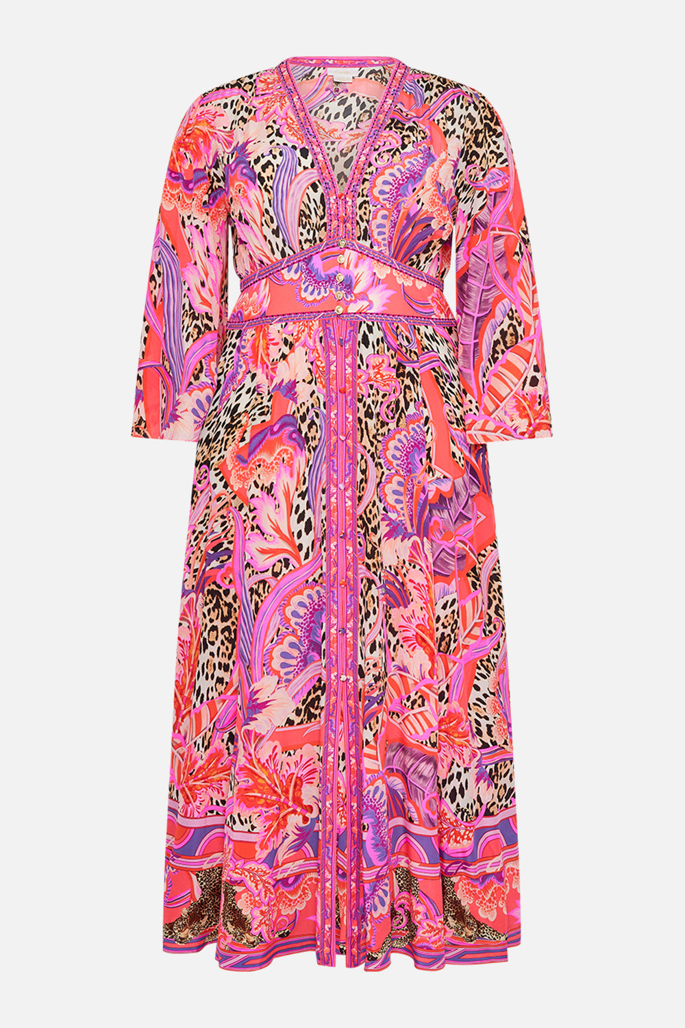 KIMONO SLEEVE DRESS WITH SHIRRING DETAIL VIOLA VINTAGE