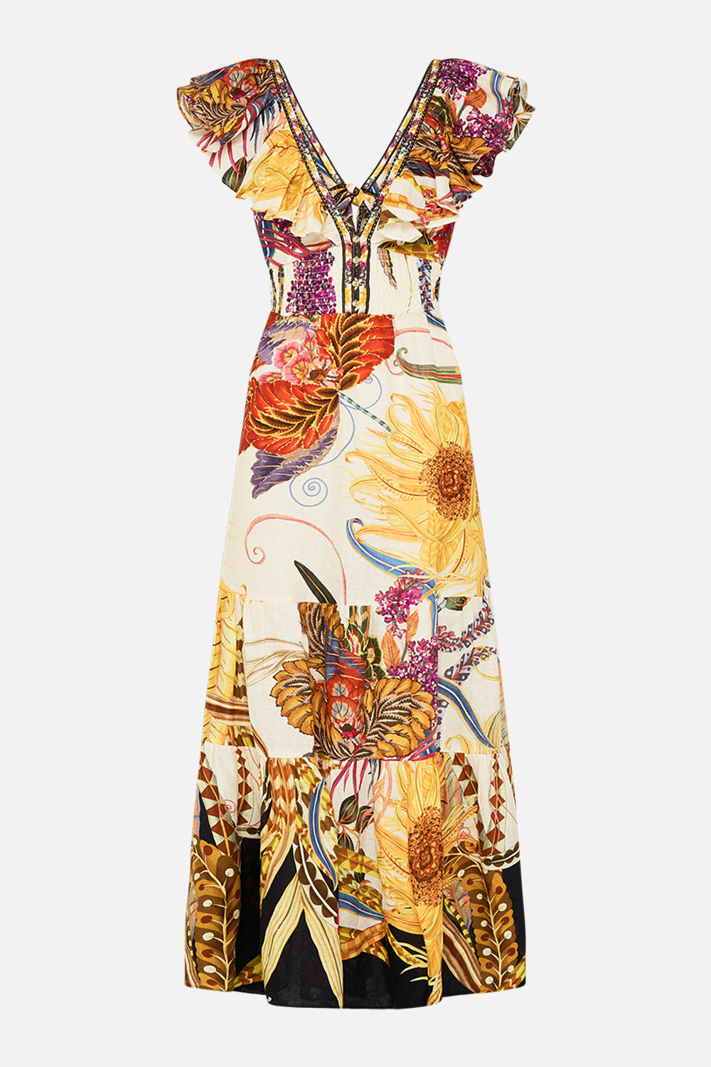 CAMILLA frill dress in Sunflowers On My Mind print