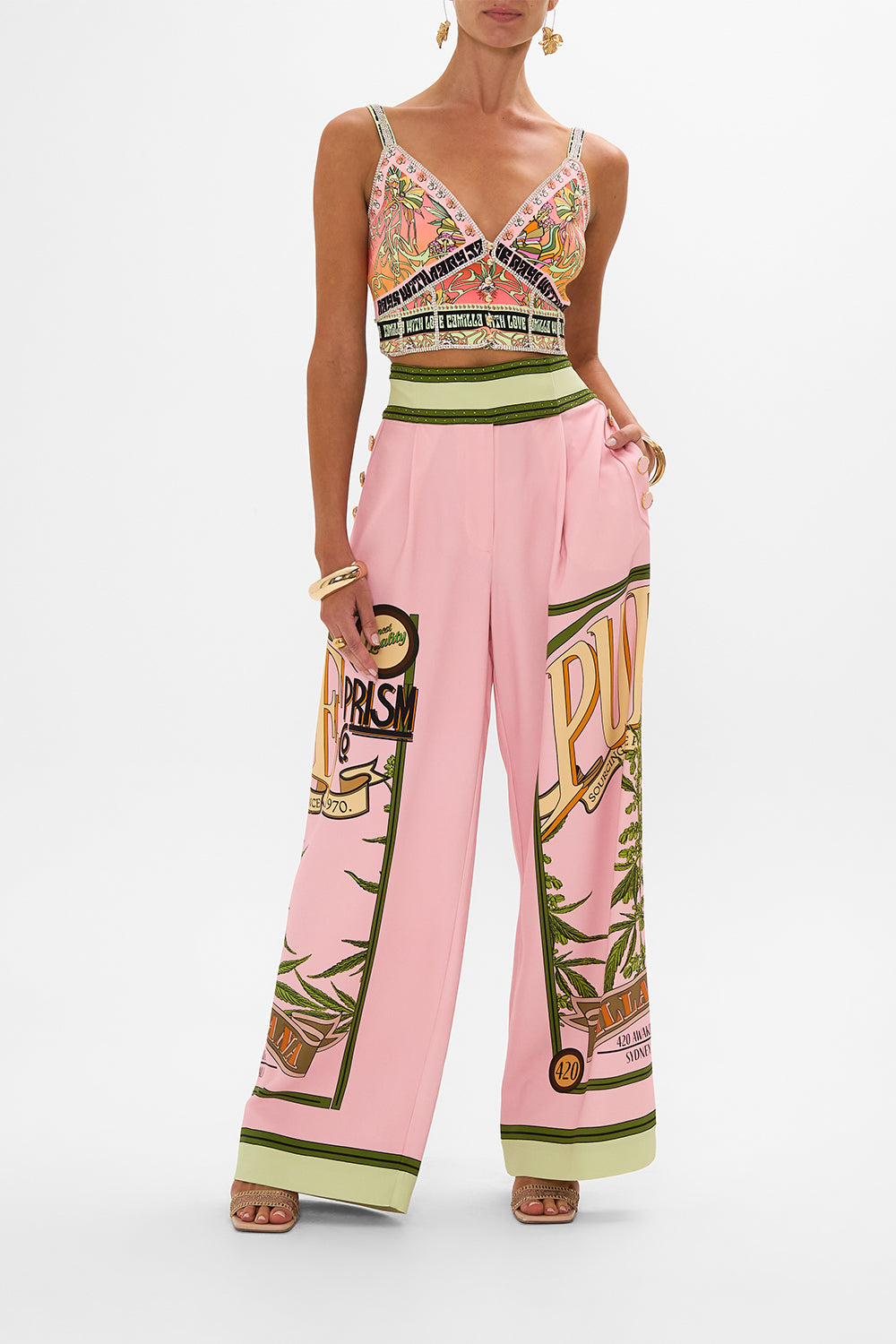 CAMILLA wide leg pants in Lets Chase Rainbows print