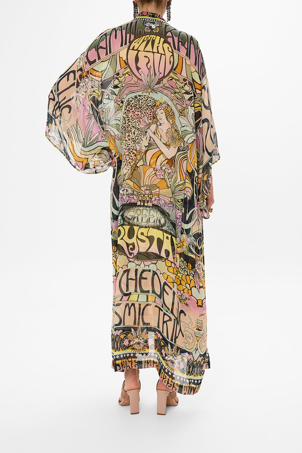 CAMILLA silk kimono in Day Trippin print
