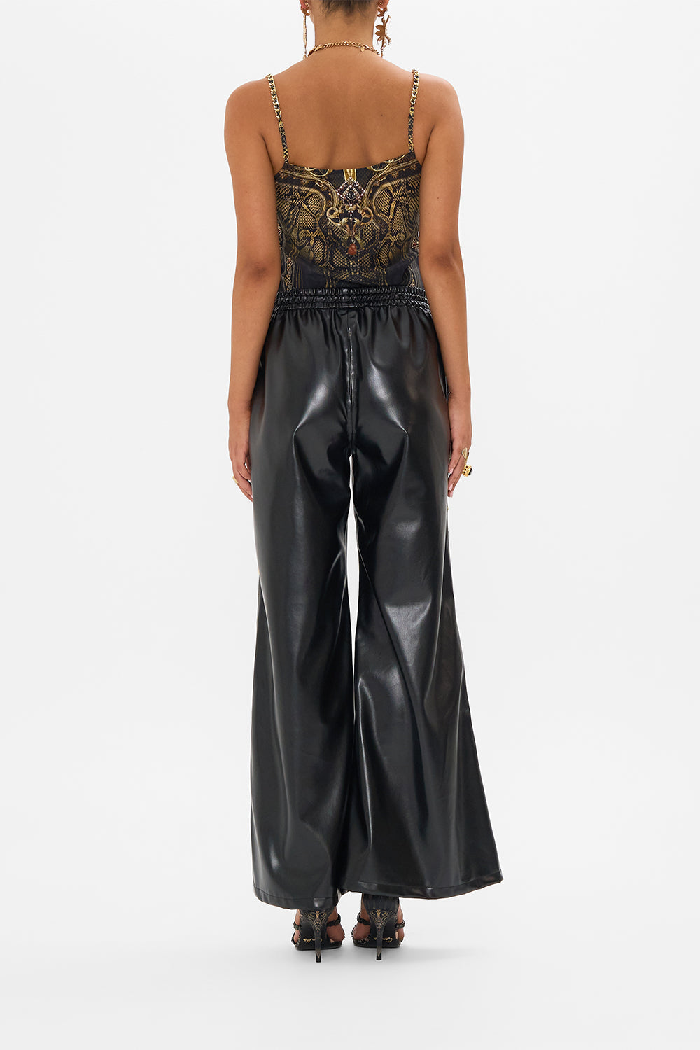 CAMILLA silk lounge pants in Nouveau Noir print