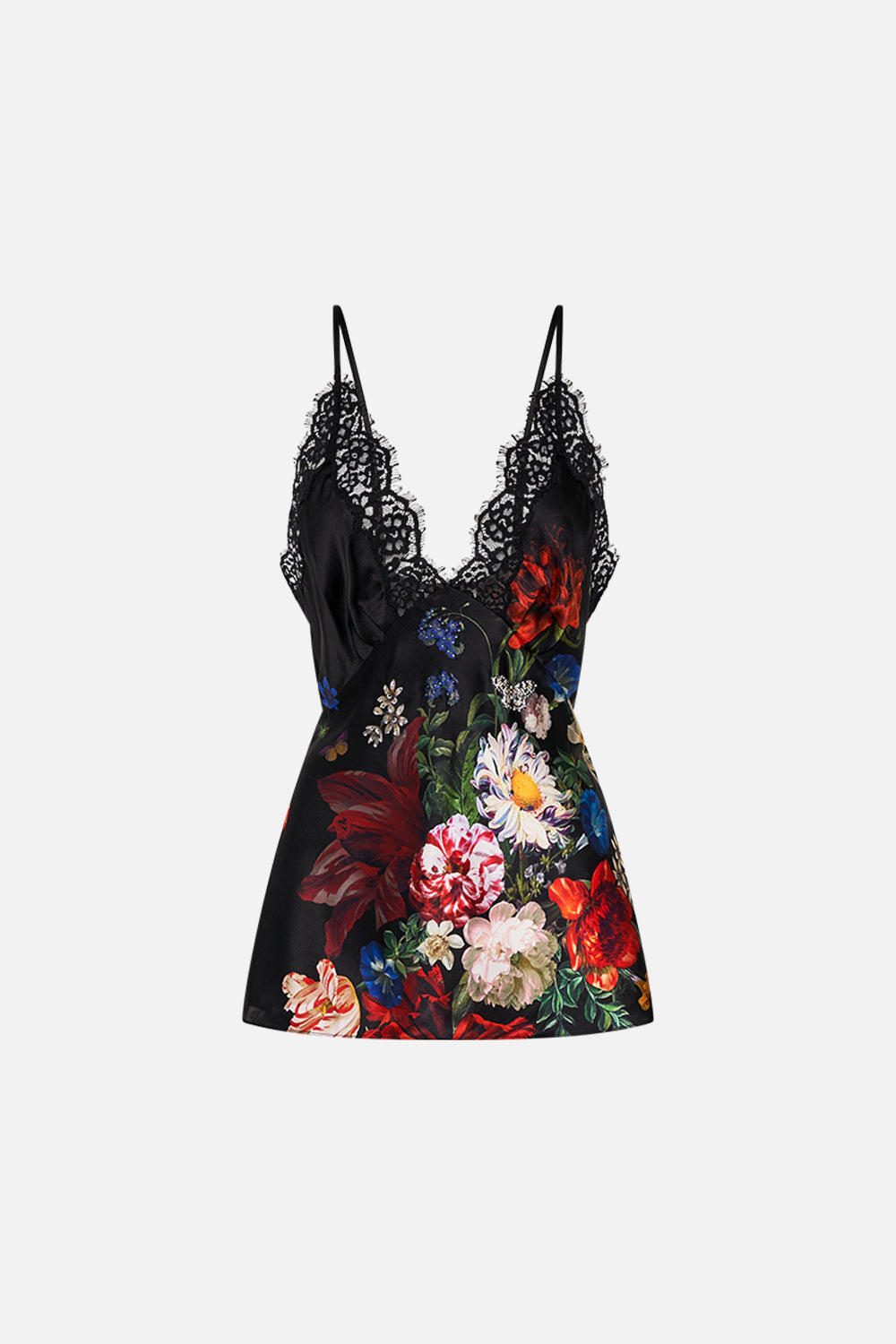 CAMILLA lace edge silk cami in A Still Life print