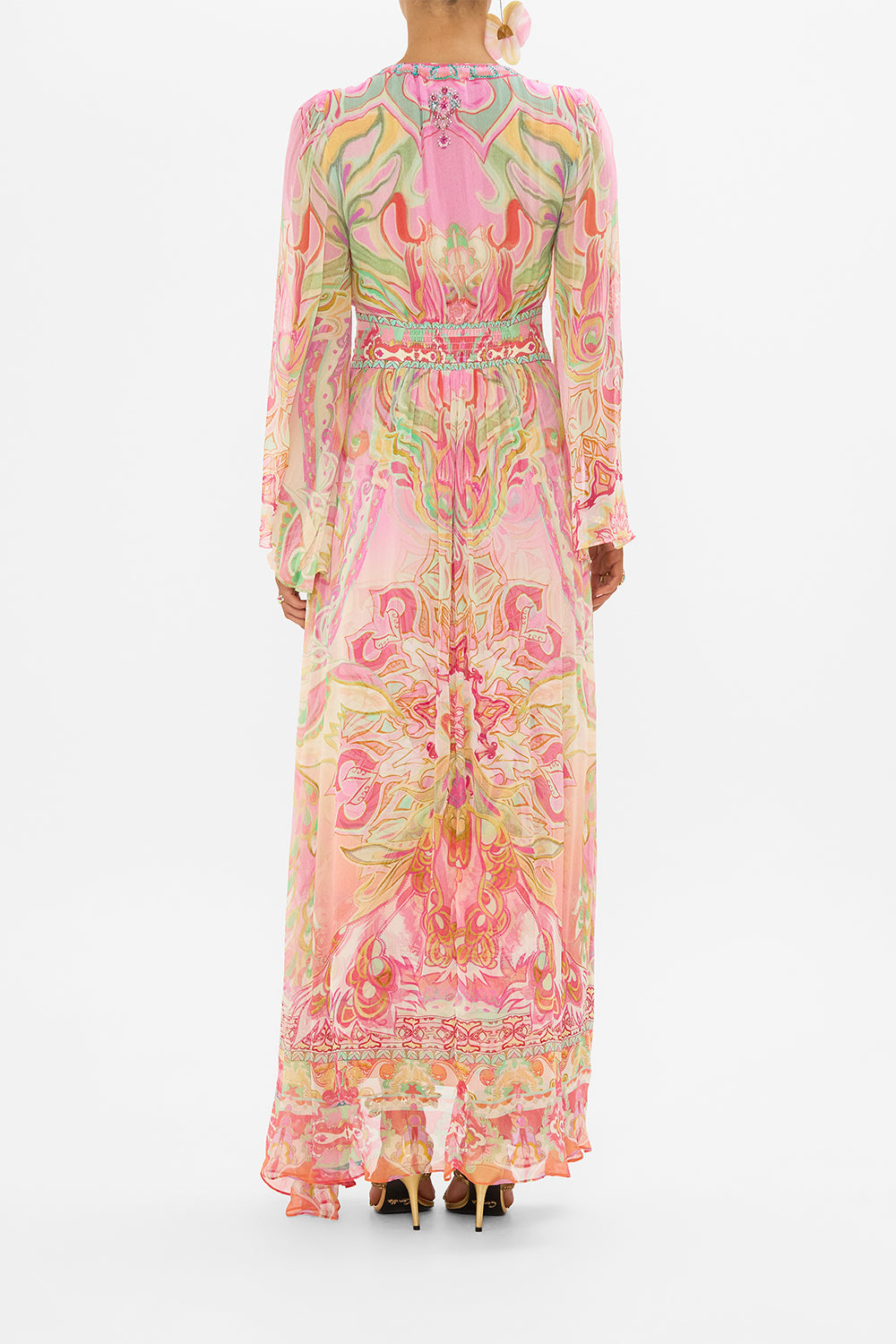 CAMILLA flared sleeve dress in Tea With Tuchinski print