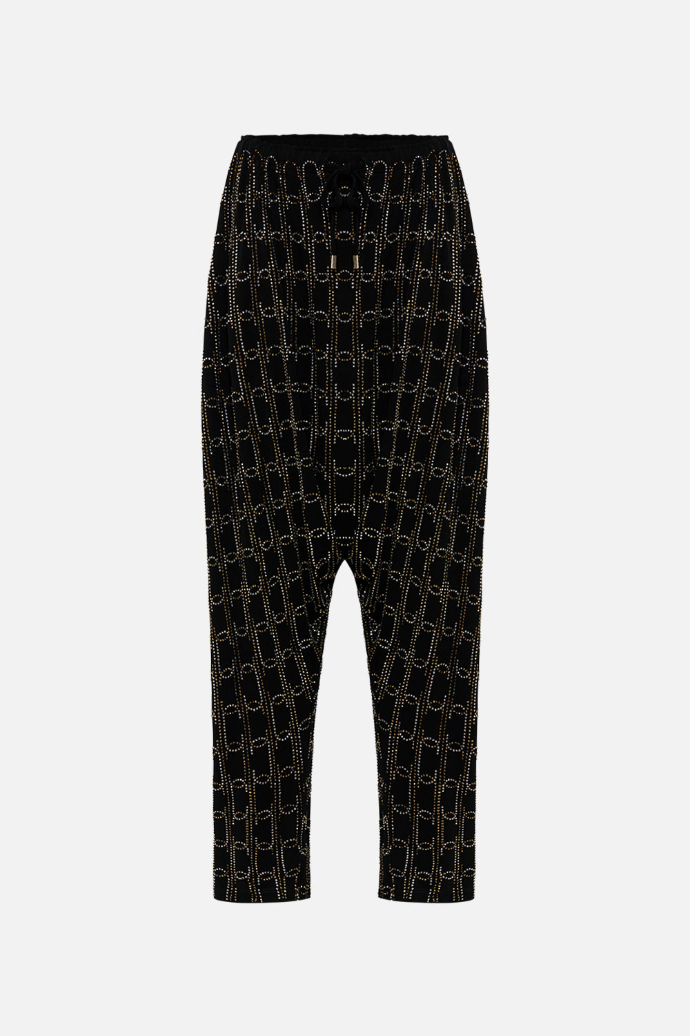 CAMILLA draped jersey pants in Film Diva print