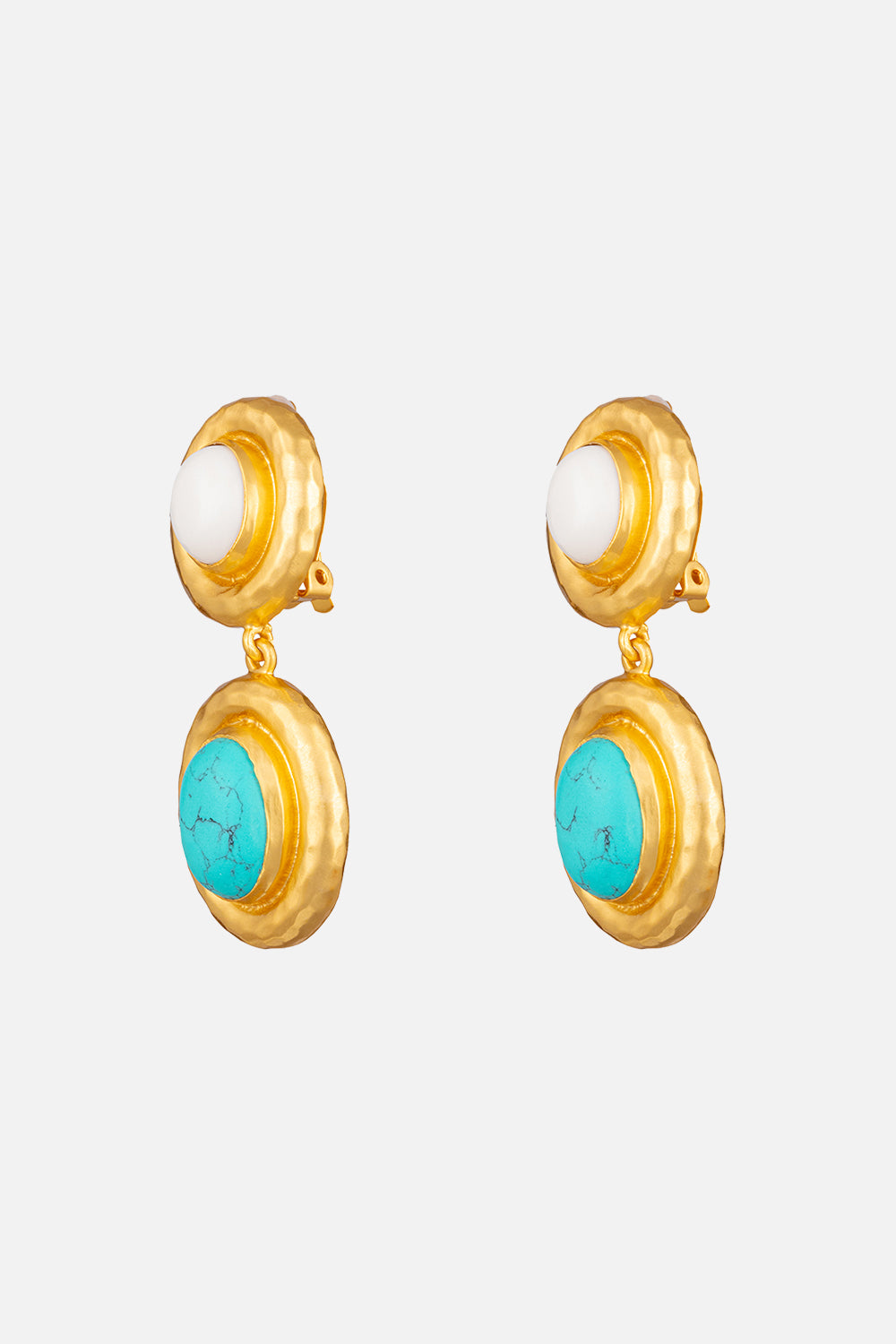 CARLA TURQUOISE AND WHITE STONE EARRINGS MULTI