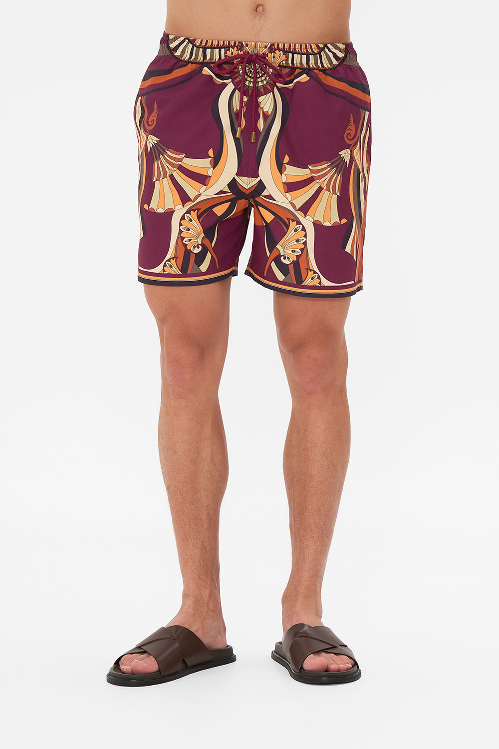 Hotel Franks By CAMILLA Black mid length boardshort in Desert Delerium print.