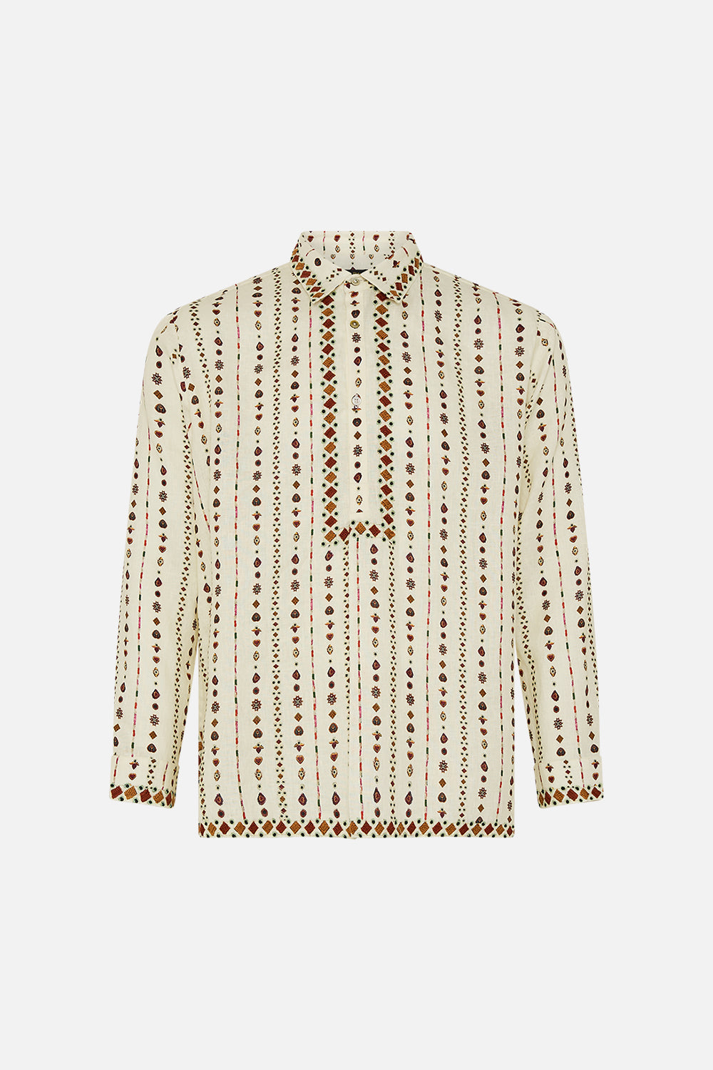 MENS HALF PLACKET TUNIC SHIRT NOMAD NATURE