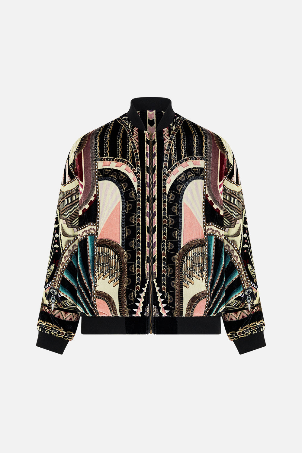 CAMILLA Zip Through Reversible Bomber Jacket in They Called Her Nefertari print.
