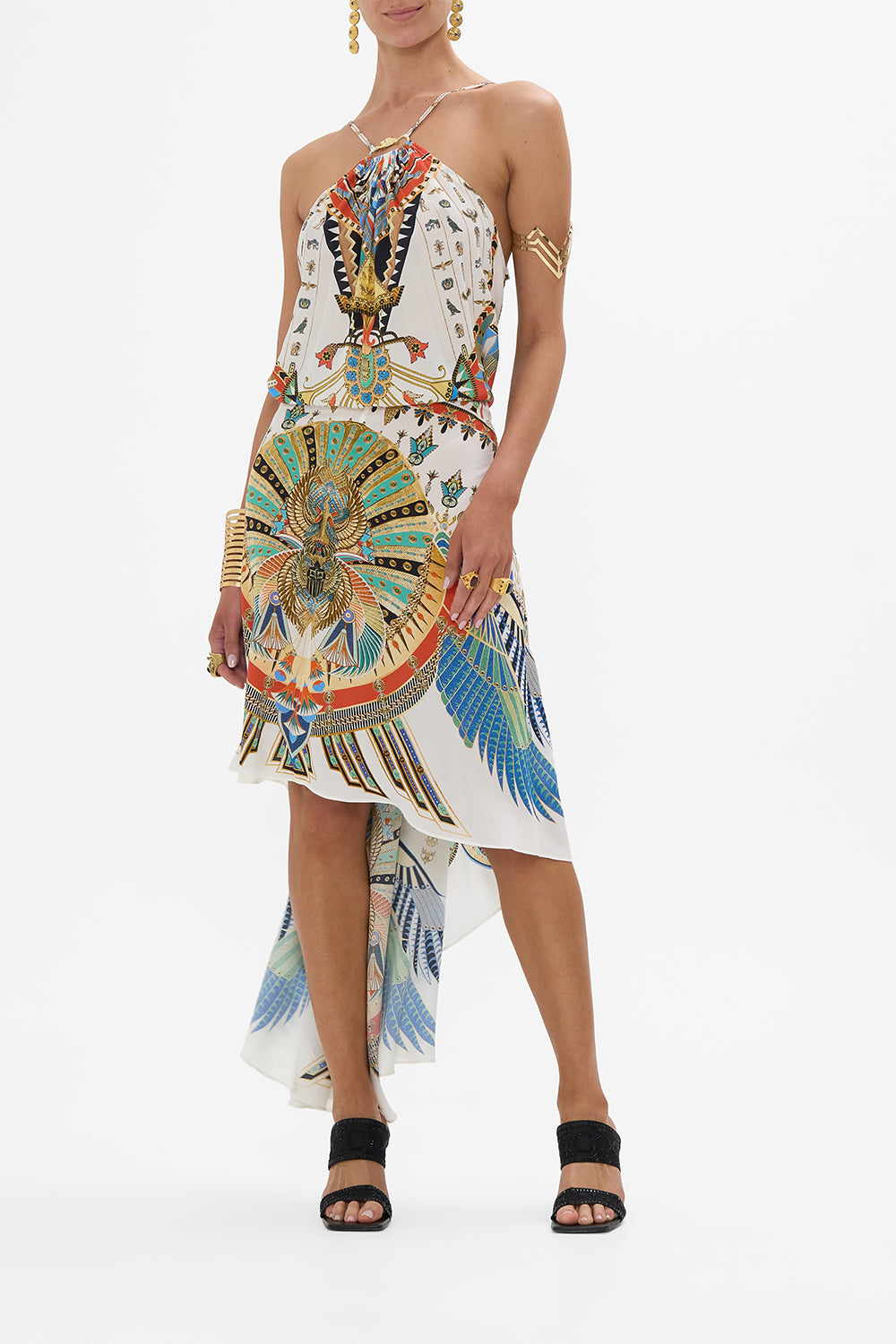 CAMILLA Gather Neck Hardware Maxi Dress in Valley Of The Queens print
