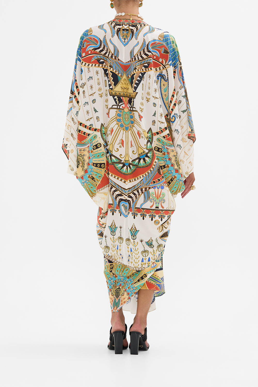 CAMILLA T-Shape Long Kaftan in Valley Of The Queens print