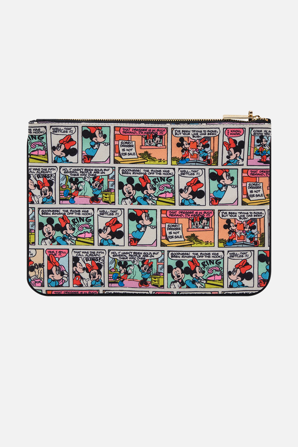 Disney x CAMILLA clutch bag in Minnies Melody print in A Trip Down The Comic Strip print