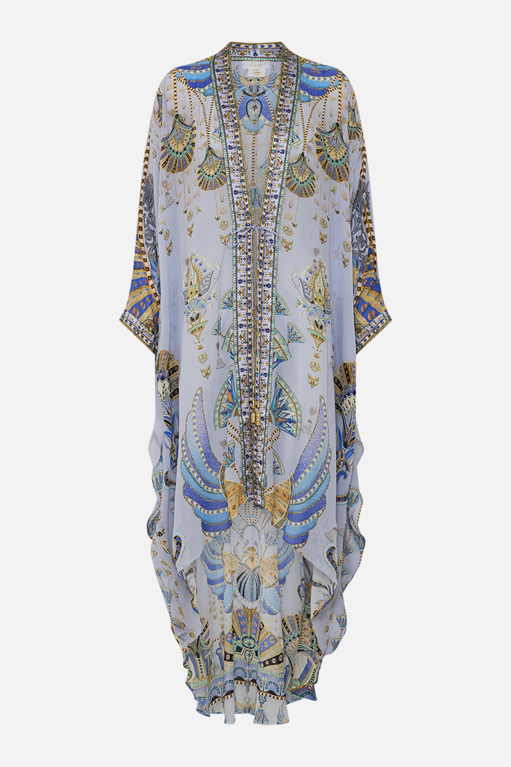 CAMILLA High Low Draped Layer in Under Scarab Skies print