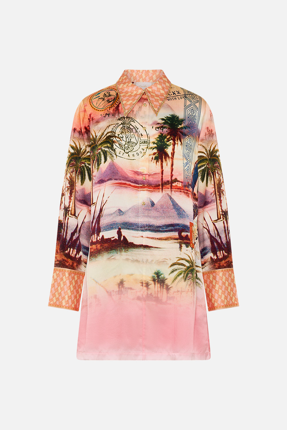 CAMILLA mini shirt dress in Milla's Got Mail print.