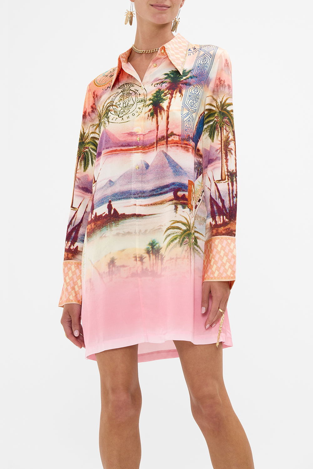 CAMILLA mini shirt dress in Milla's Got Mail print.