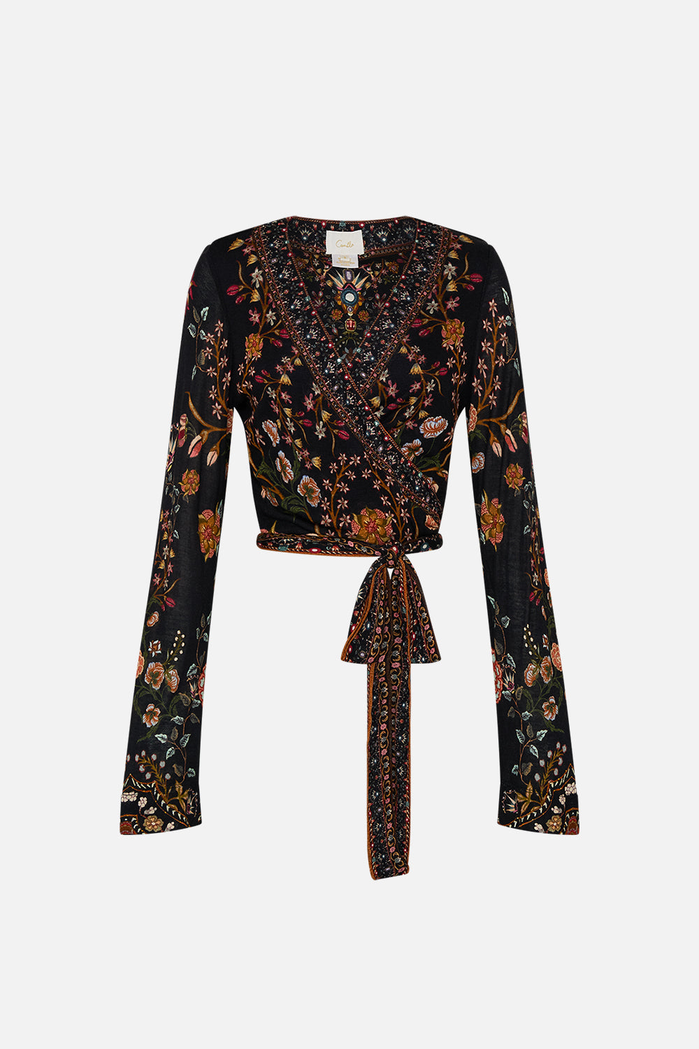 CAMILLA Long Sleeve Wrap Top in Loom to Tomb print