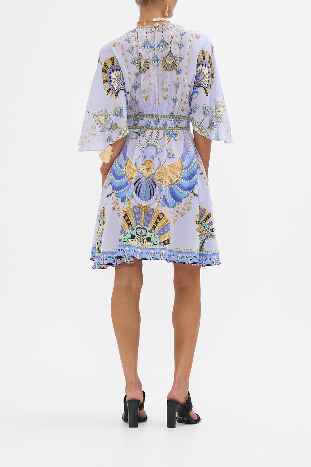 CAMILLA Lilac Short Waisted Dress in Under Scarab Skies print