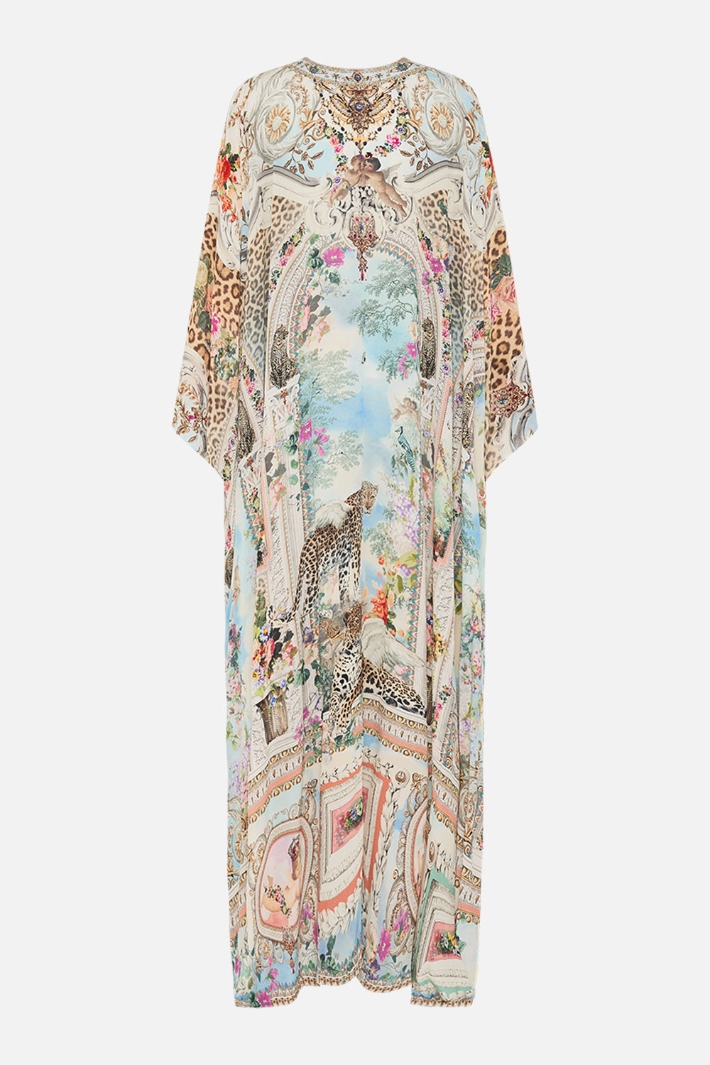 CAMILLA Floral Split Front and Sleeve Kaftan in We Always Have Alexandria Print.