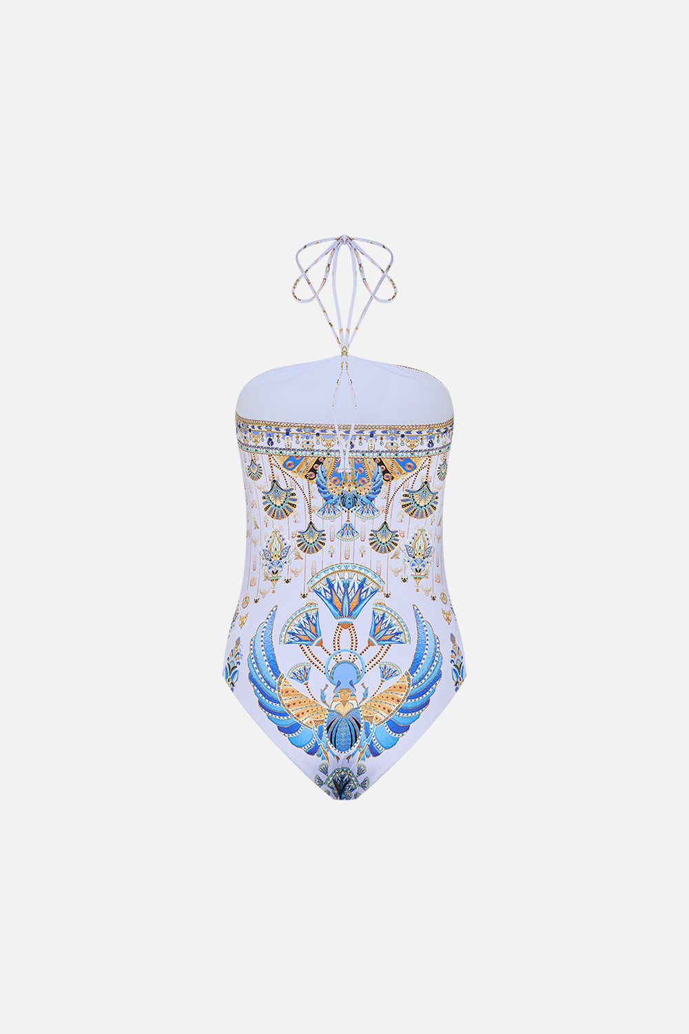 CAMILLA Lilac Bandeau One Piece with Halter Tie in Under Scarab Skies print