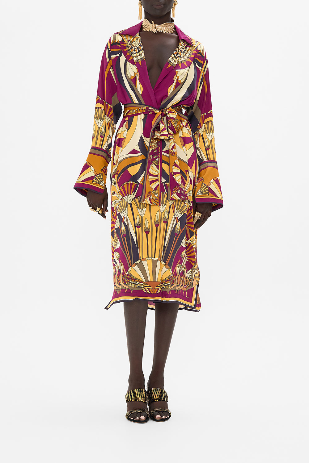 CAMILLA Split Cuff Soft Coat in Desert Delerium print.