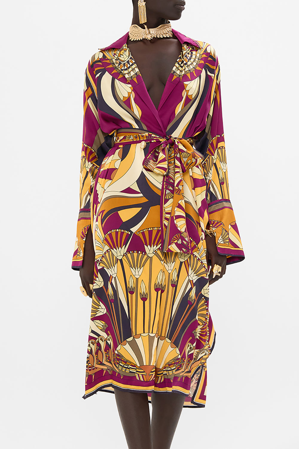 CAMILLA Split Cuff Soft Coat in Desert Delerium print.