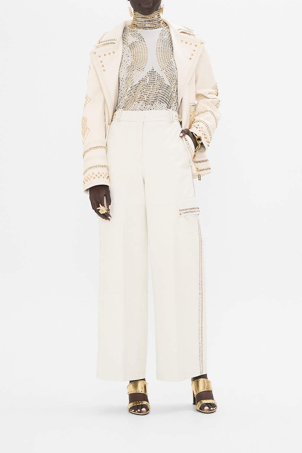 CAMILLA Hotfix Turtle Neck with Buttons in Valley of the Queens print