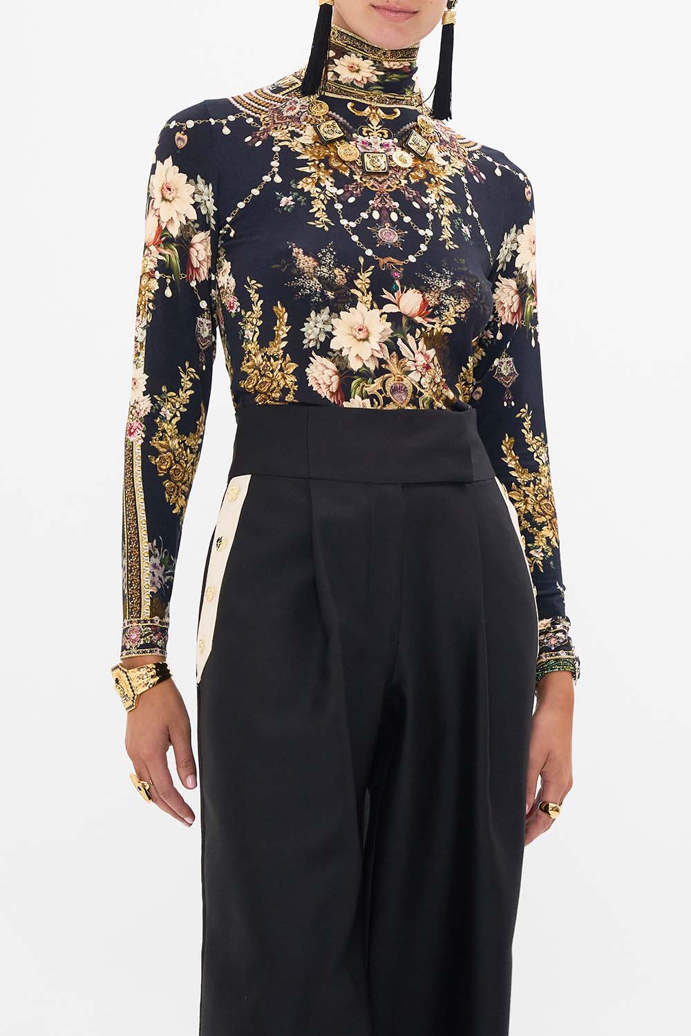 CAMILLA jersey turtleneck in Dynasty Daze print.