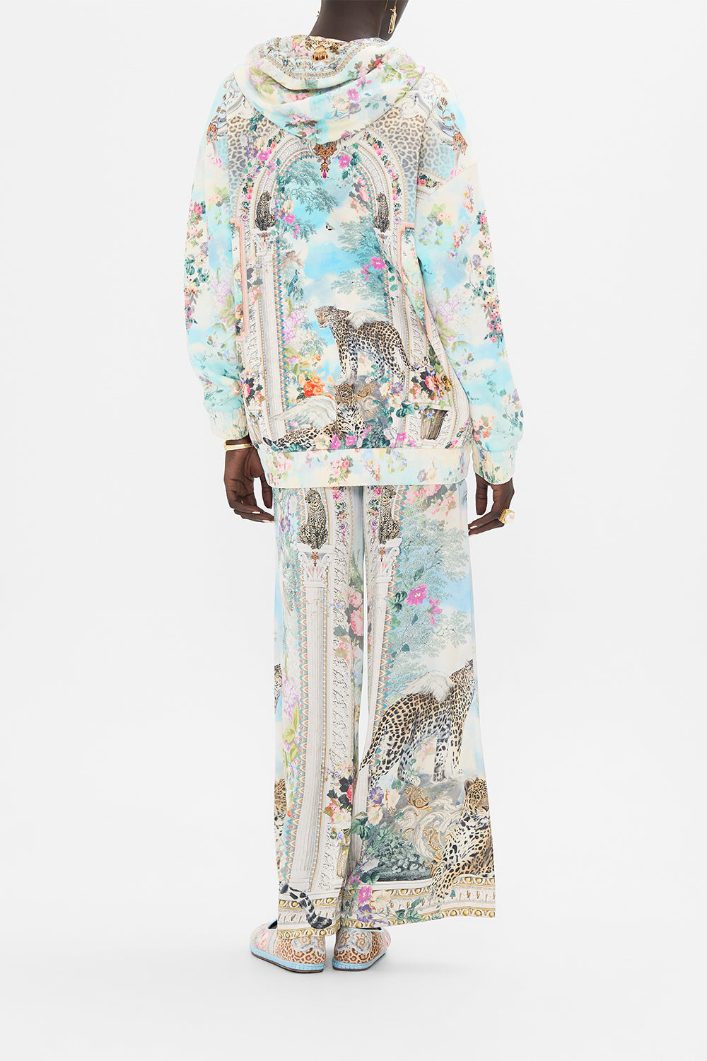 CAMILLA Silk Band Oversized Hooodie With Pockets in We Always Have Alexandria Print.
