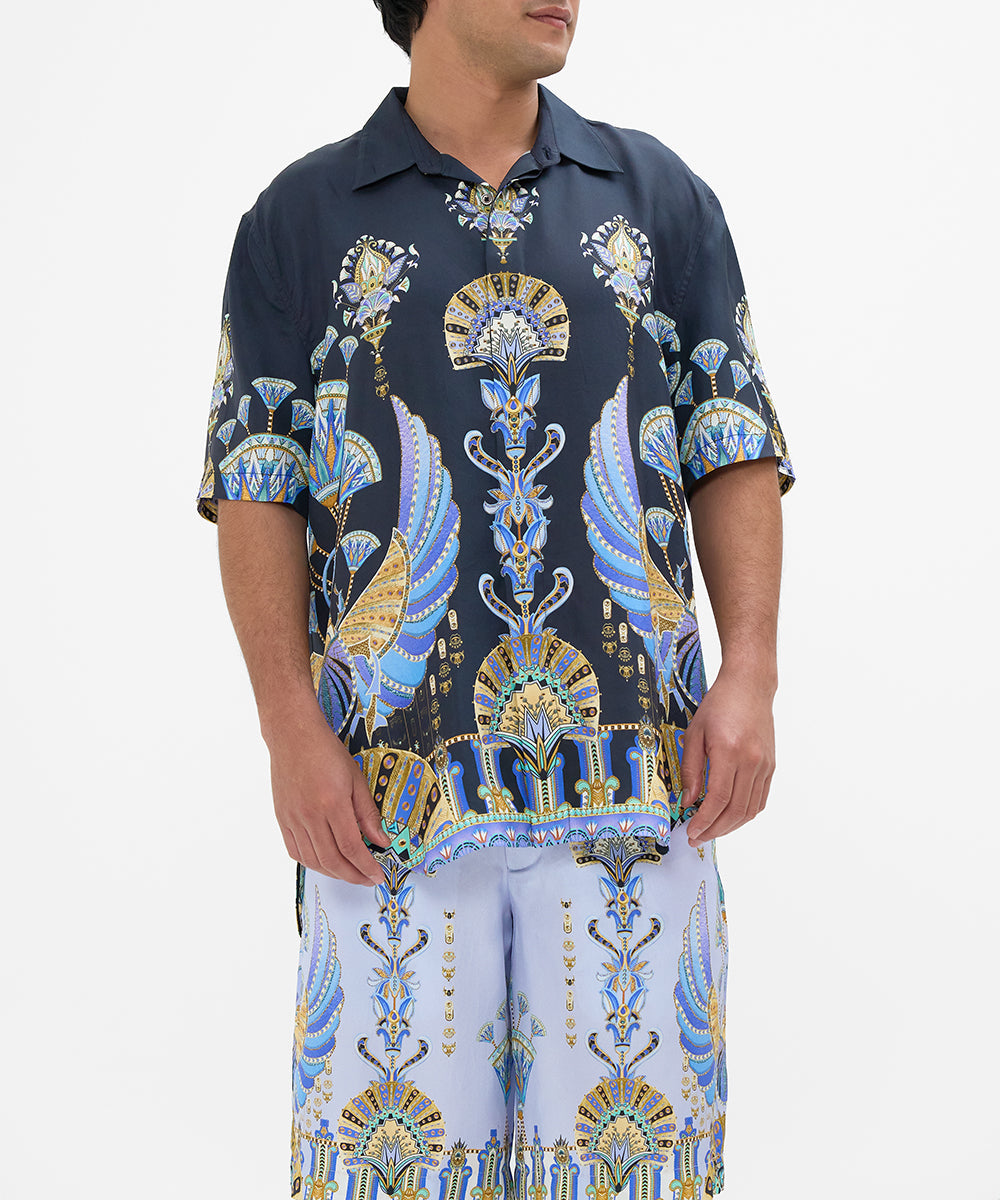 Hotel Franks By CAMILLA Oversized Button Through SS Shirt in Under Scarab Skies print.